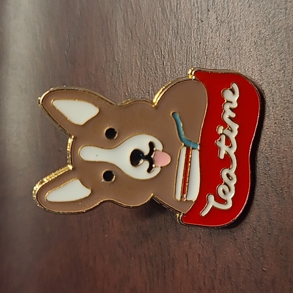 Tea Time Corgi Dog With A Cuppa Enamel Pin - Picture 4 of 8